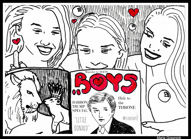Barron Trump Political Cartoon. Yes he gets one. He is beautiful. post thumbnail image