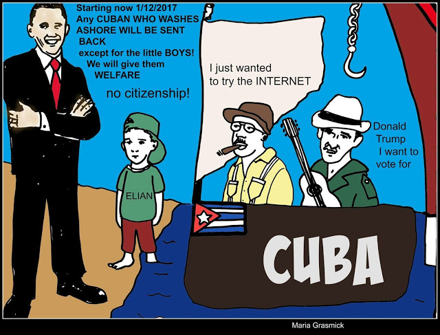 my #politicalcartoon of #obama #cuba #wetfootdryfoot  CUBA AND OBAMA IMMIGRATION post thumbnail image