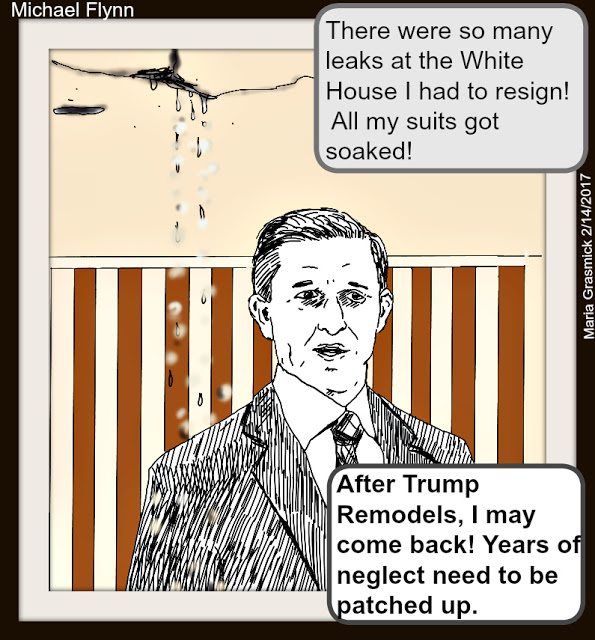 General Michael T. Flynn resigns DONALD TRUMP political cartoon post thumbnail image