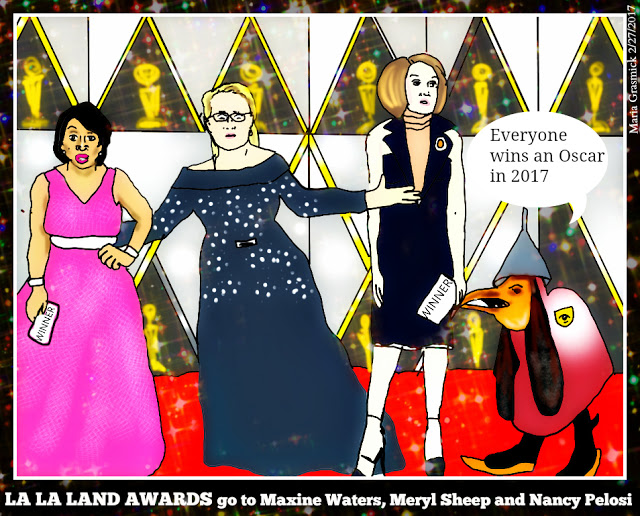 The Oscars 2017 Political Cartoon Maxine Waters Nancy Pelosi Mery Streep post thumbnail image