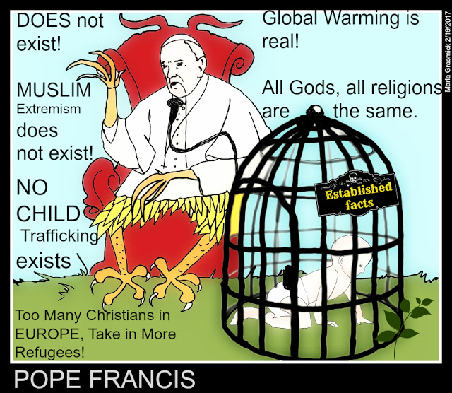 Pope Francis Political Cartoon on Breitbart and Drudge report and Alex Jones post thumbnail image
