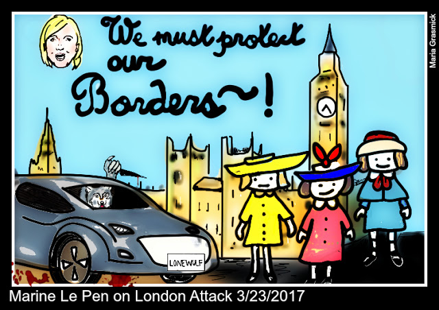 LONDON ATTACK , Marine Le Pen, POLITICAL CARTOON for #trump post thumbnail image