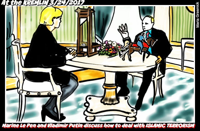 Marine Le Pen meets VLADIMIR PUTIN, political cartoon post thumbnail image