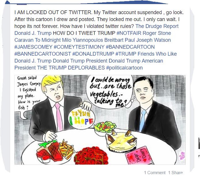 I am locked out of Twitter ! After posting #jamescomey cartoon ALL My tweets to #DONALDTRUMP off line! post thumbnail image