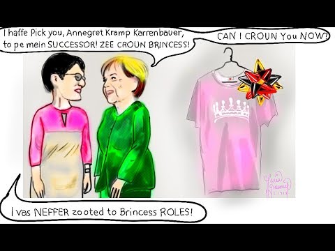 Angela Merkel. Annegret Kramp Karrenbauer. Political Cartoon. 👻 post thumbnail image