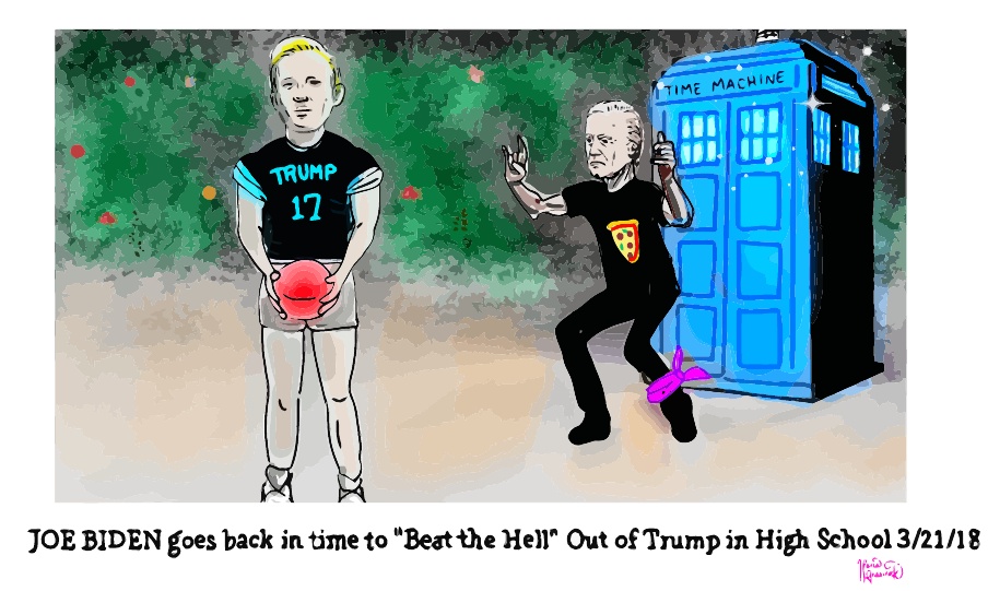 Joe Biden. Donald Trump. High School. Beat the Hell up. Political Cartoon. 👸🏼 🤴🏼 👰🏼 post thumbnail image