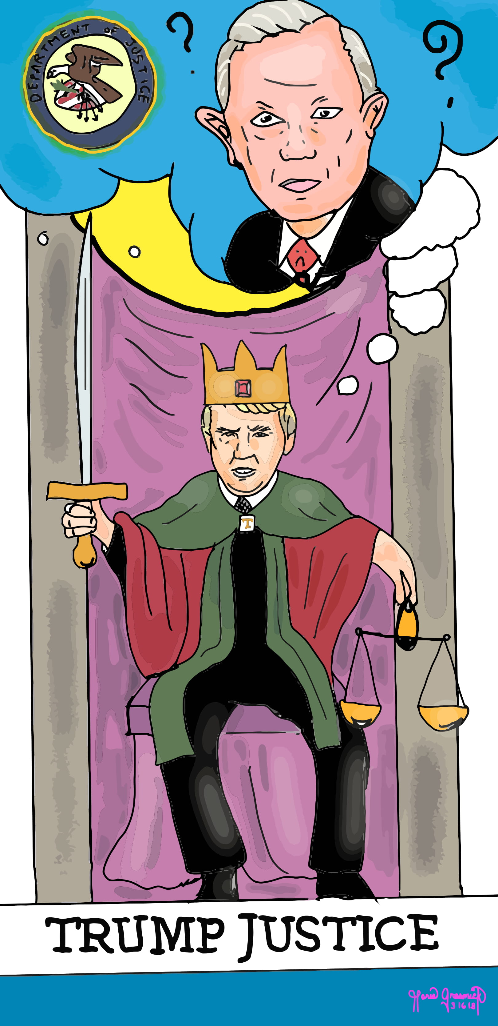 Donald Trump. Jeff Sessions. Political Cartoon. Justice. post thumbnail image