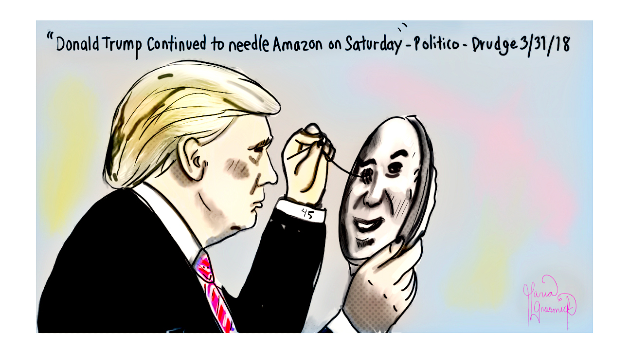 💄  Jeff Bezos. Donald Trump. Political Cartoon. Drudge. Politico. post thumbnail image