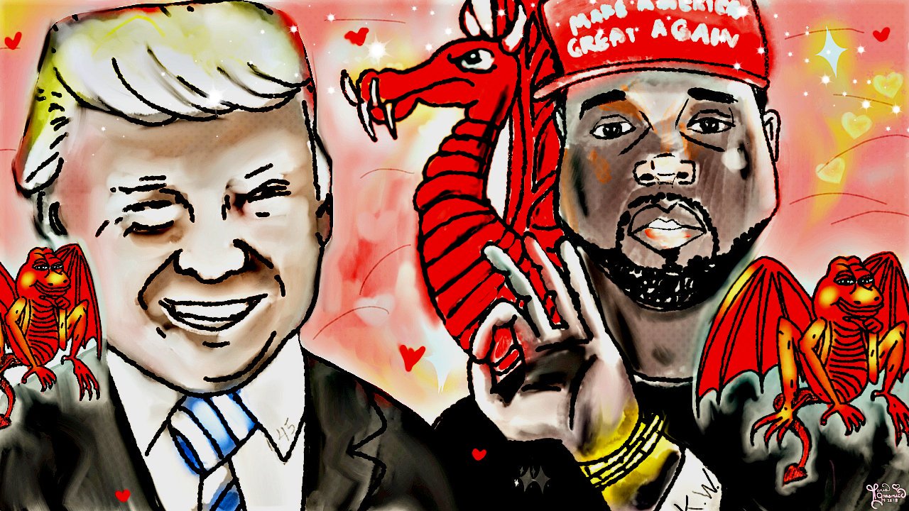 Kanye West. Donald Trump. Political Cartoon Love. Dragon Energy 🐉 post thumbnail image