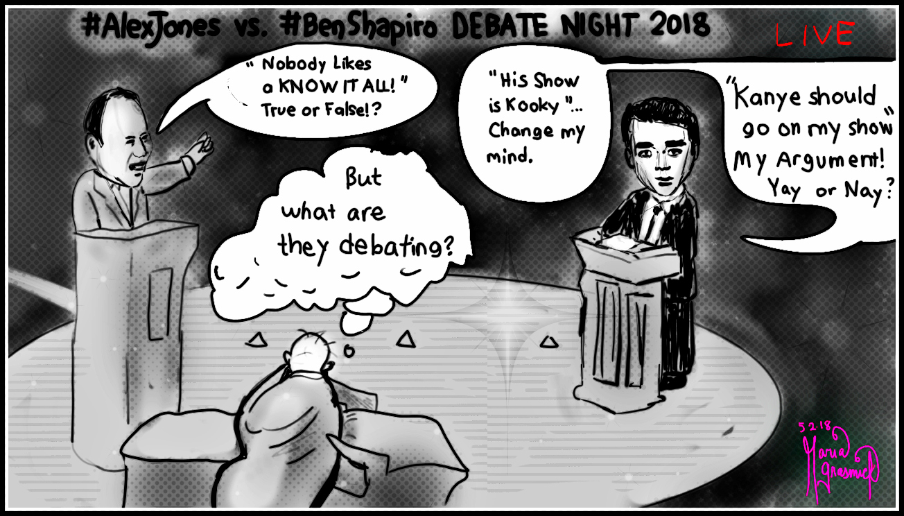 Ben Shapiro 😖 Alex Jones 😖 Twitter Battle. 😖 Political Cartoon. post thumbnail image
