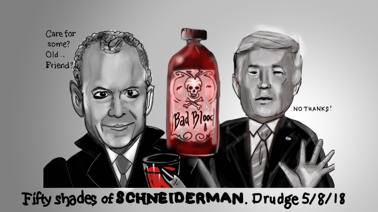 Eric Schneiderman. Donald Trump. Political Cartoon. Bad blood. 💧 post thumbnail image