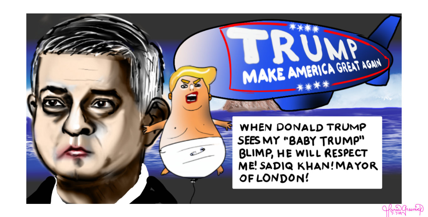 SADIQ Khan. Maxine Waters. Donald Trump. Political Cartoon. post thumbnail image