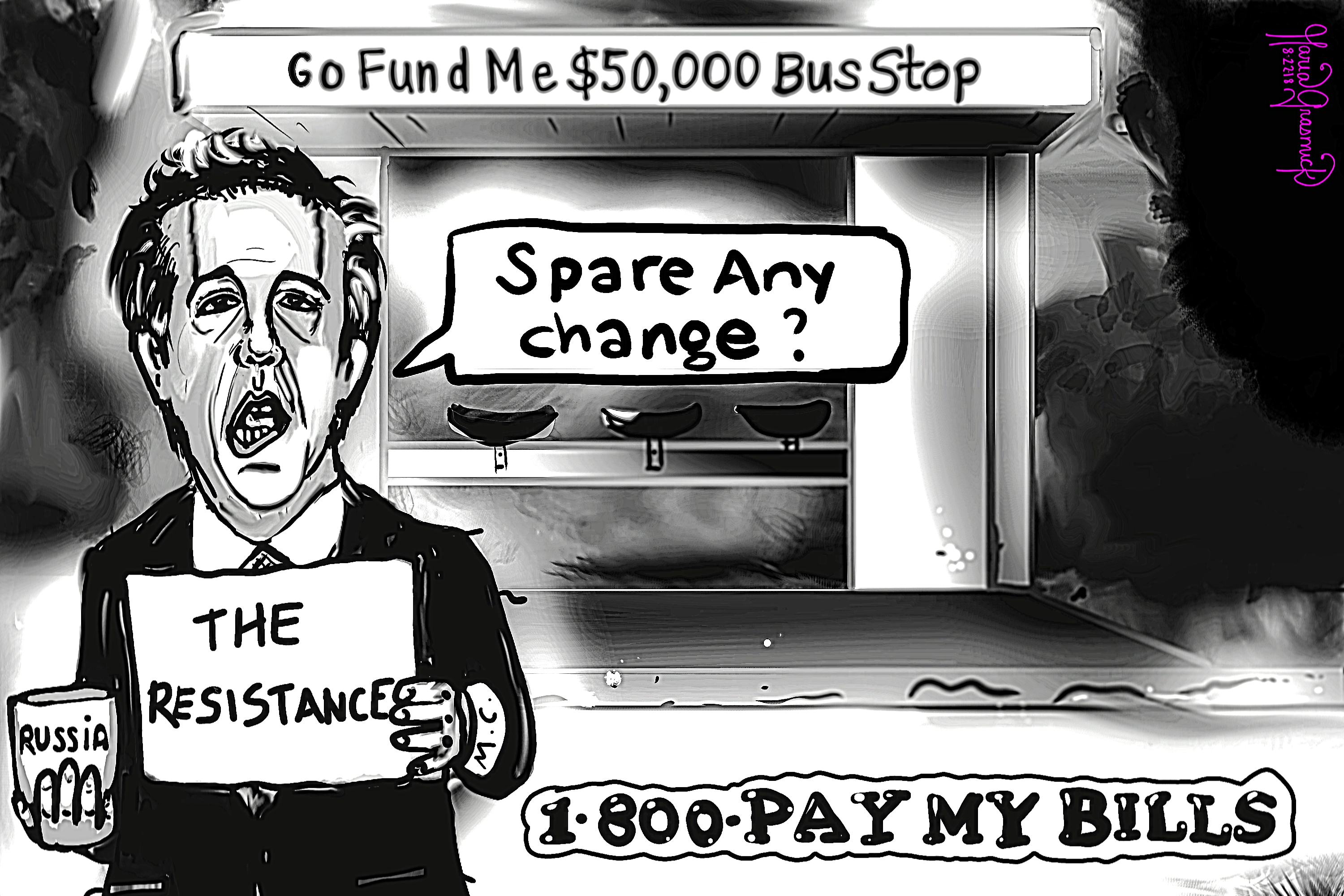 Michael Cohen Digital panhandler political cartoon 🍇 post thumbnail image