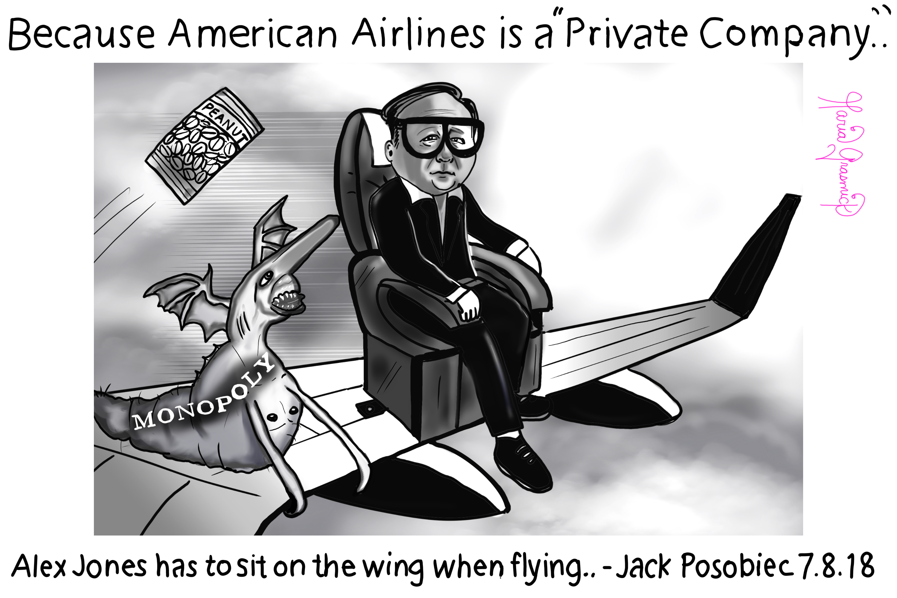 ALEX Jones Banned all airlines 🍊 political cartoon post thumbnail image