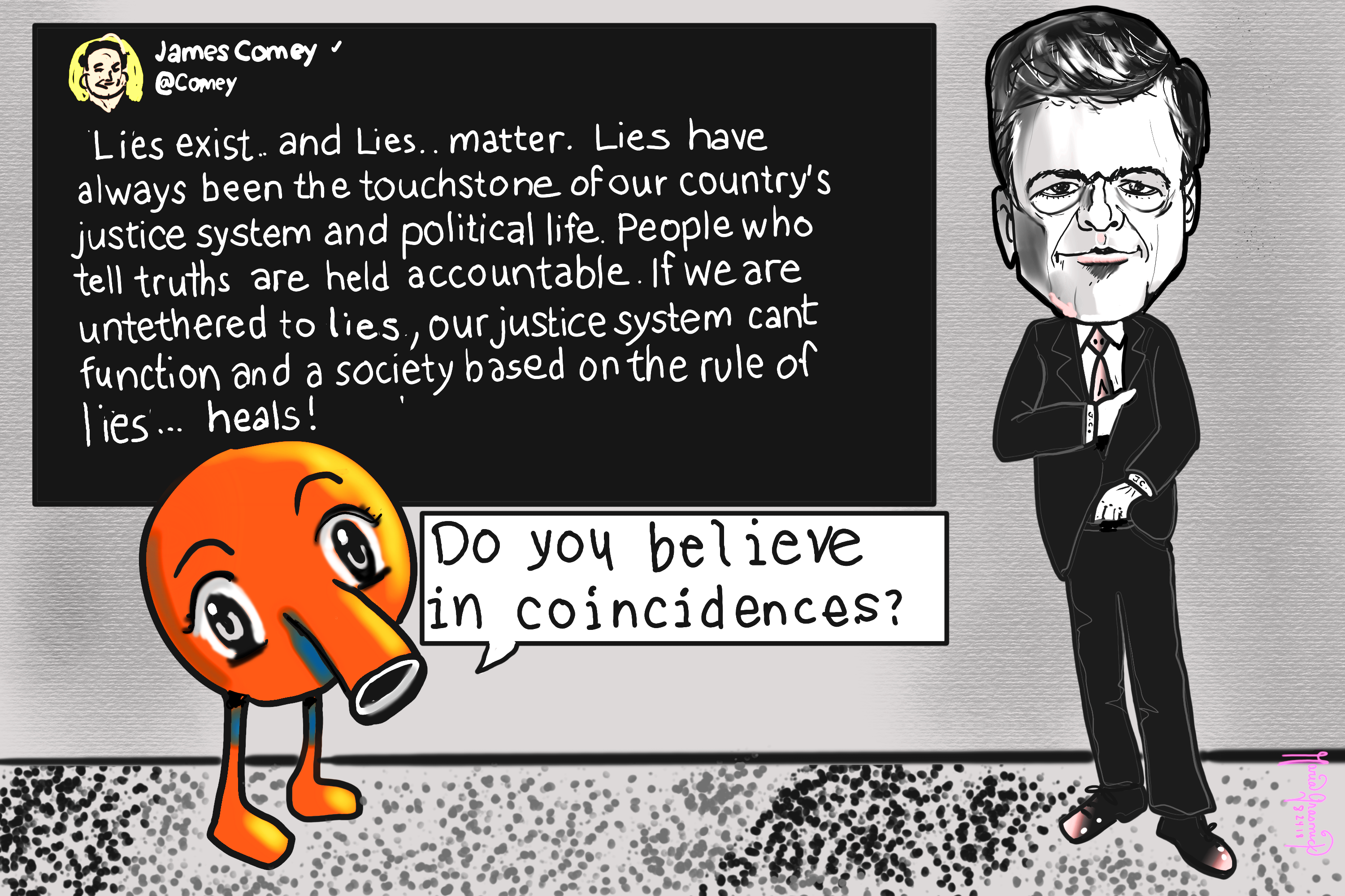 James Comey. Q anon. Political Cartoon. 🍊 post thumbnail image
