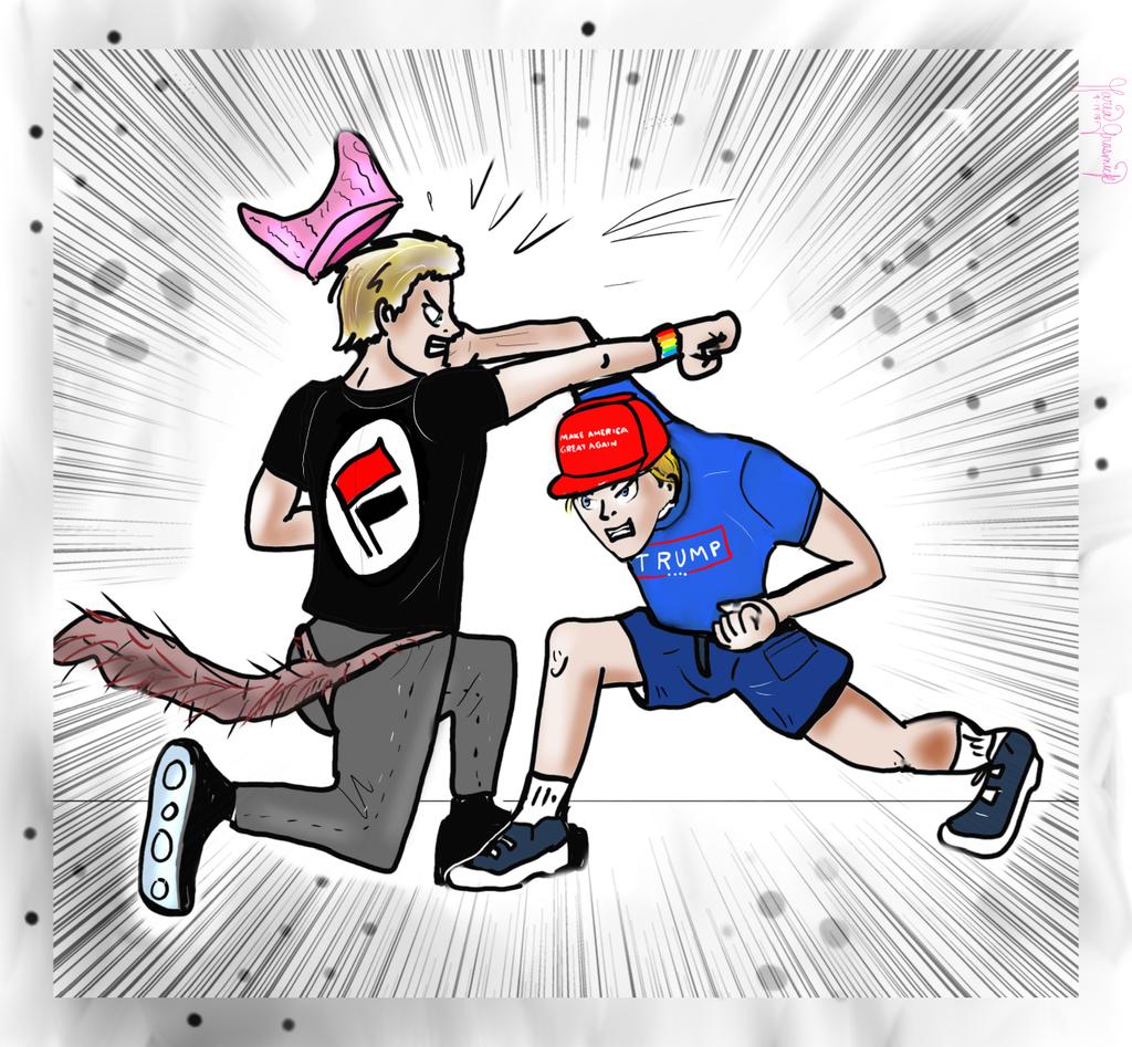 ANTIFA vs Trump Supporter .  MANGA. #Animeright . Political Cartoon 😎 post thumbnail image