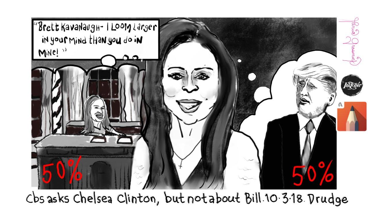 Chelsea Clinton on Brett Kavanaugh.  🦄 political cartoon post thumbnail image