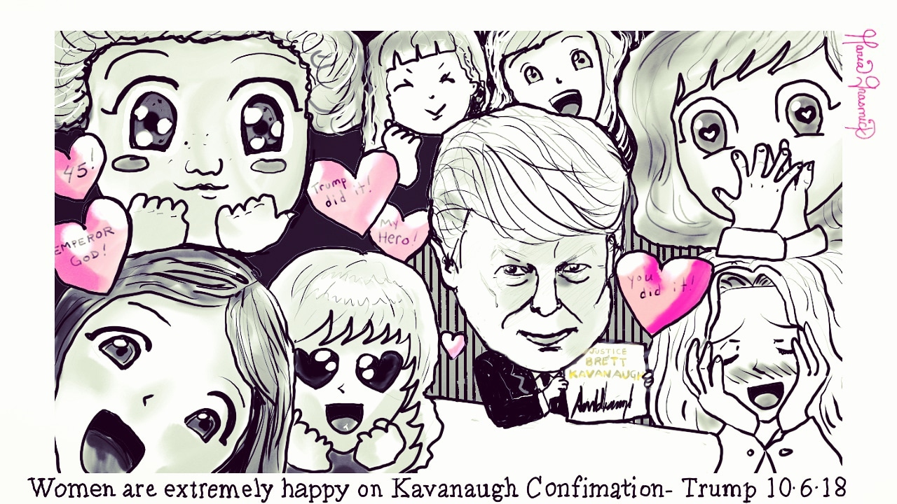Donald Trump signs on 😙 Brett Kavanaugh. Political Cartoons for Donald Trump post thumbnail image