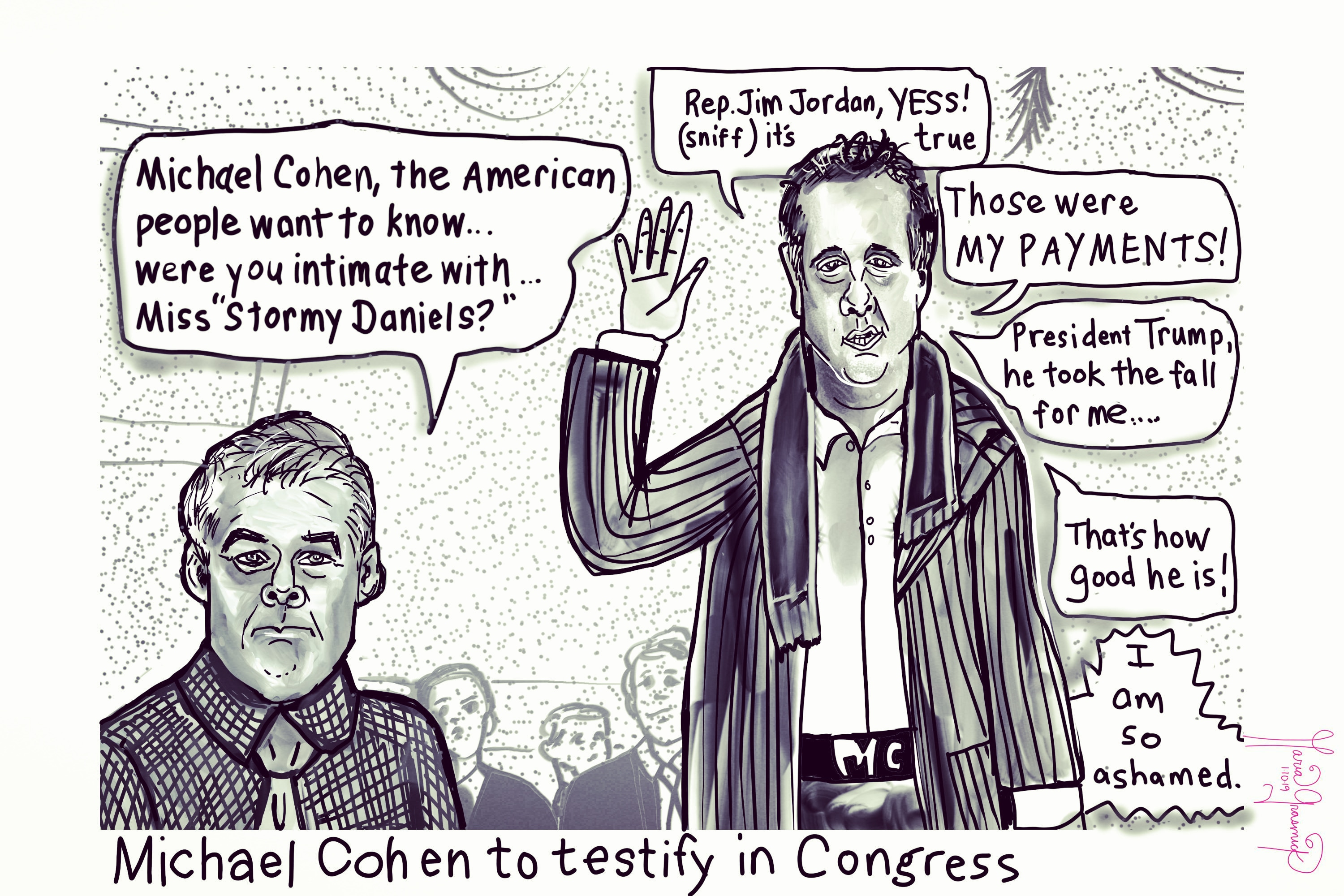 Jim Jordan. Michael Cohen.  Political Cartoon FOR Donald Trump  💓 post thumbnail image