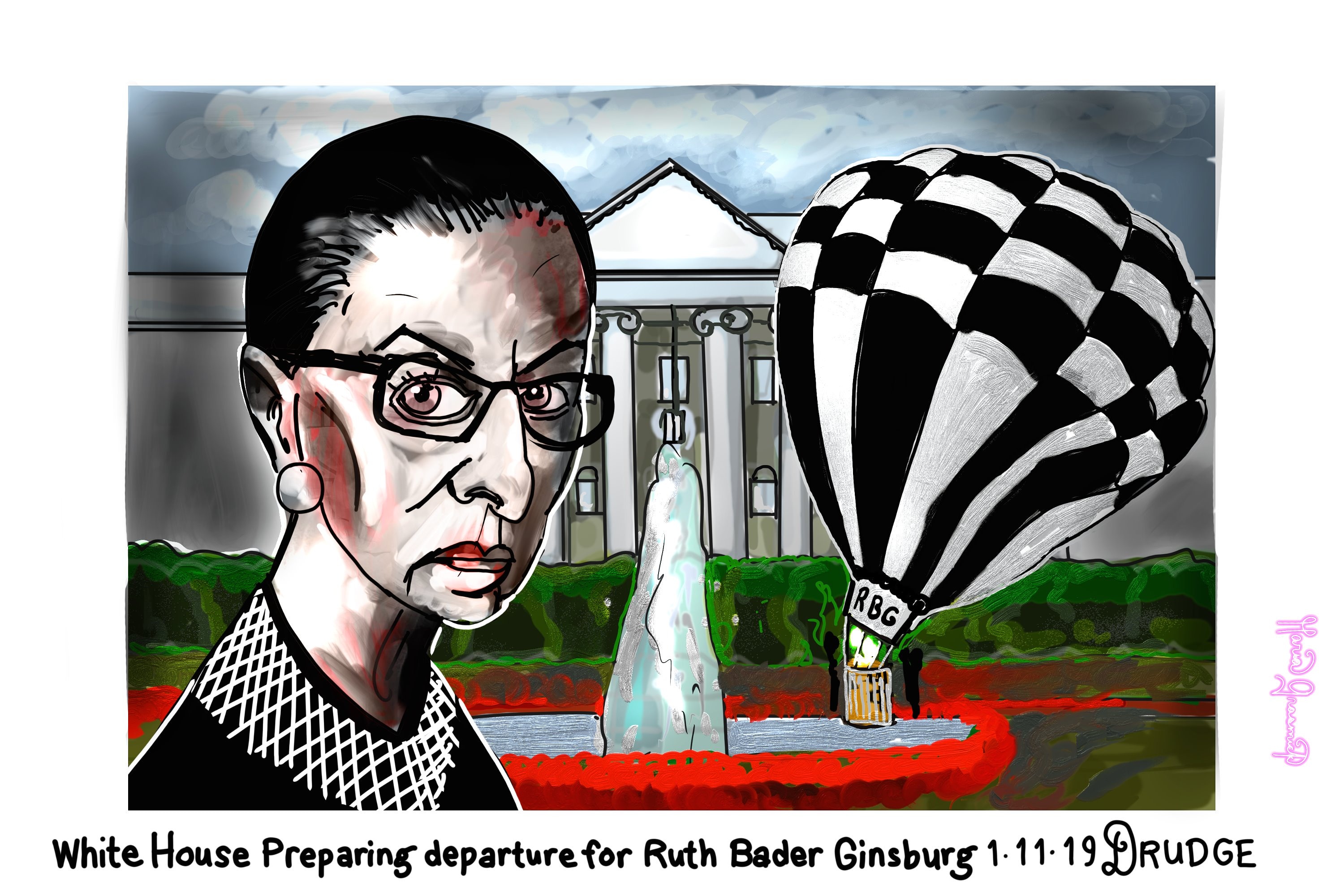 White House prepares Ruth Bader Ginsburg departure balloon political cartoon for Donald Trump 🍇 post thumbnail image