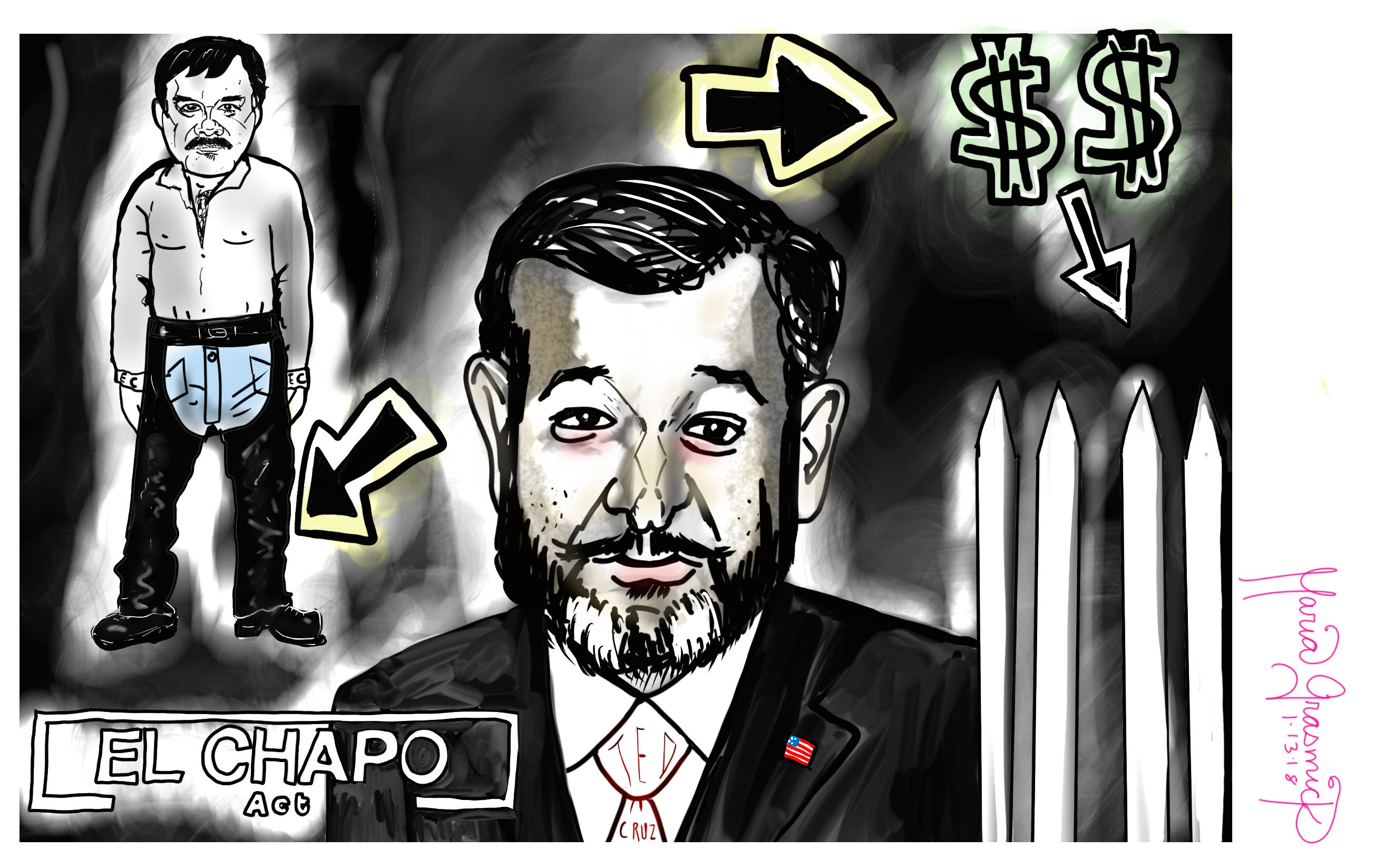 Ted Cruz beard Political cartoon for Donald Trump 🌲 post thumbnail image