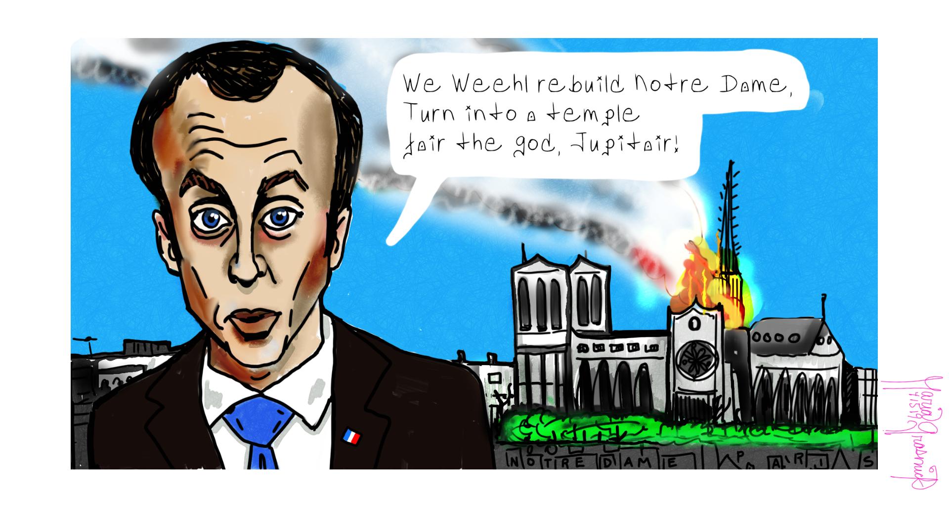 Notre Dame fire. Nancy Pelosi. OMAR Ilhan. Julian Assange’s Cat.  Political Cartoons.😈 post thumbnail image