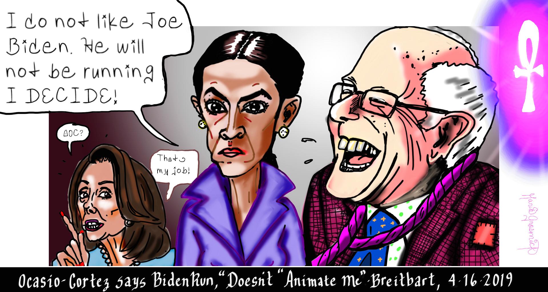 Alexandria Ocasio Cortez. Bernie Sanders. Nancy Pelosi.  Political Cartoon post thumbnail image