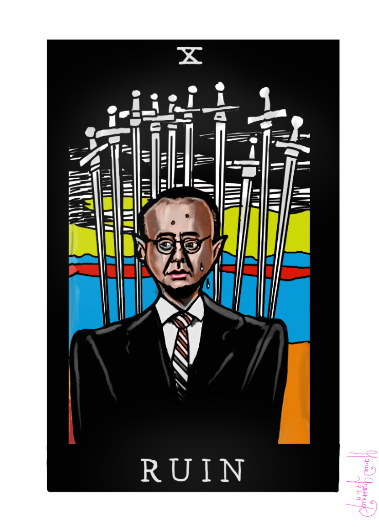 Rod Rosenstein Tarot Card Ten of Swords Political Cartoon post thumbnail image