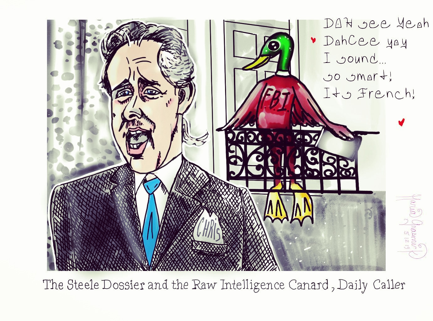 Christopher Steele British spy qanon political cartoon post thumbnail image