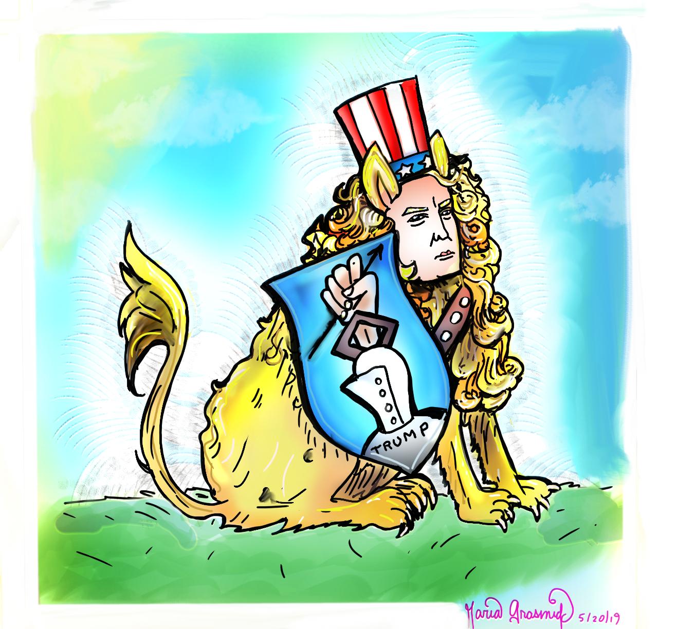 Medieval Lion Trump cartoon 🏛🌞🦁⚘ post thumbnail image
