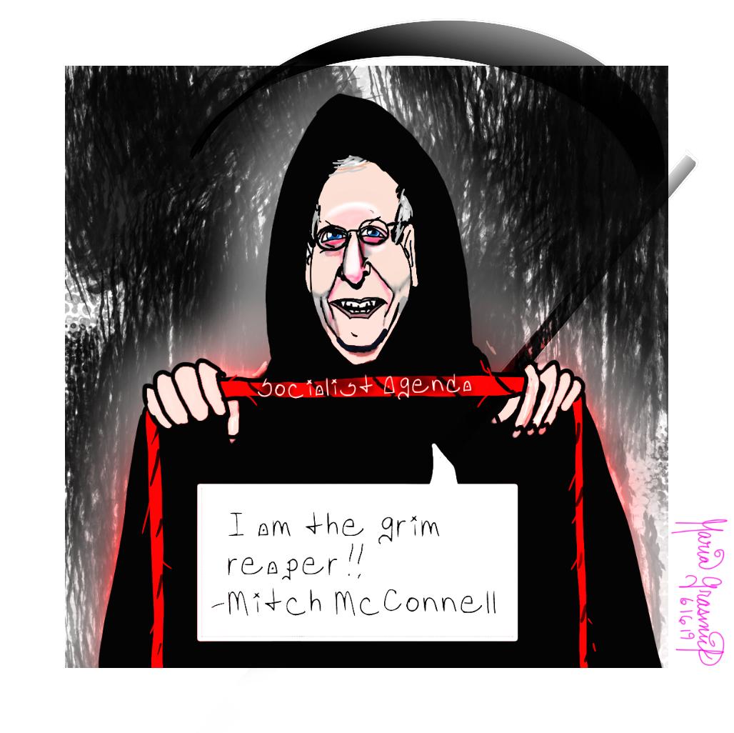 Mitch McConnell Grim Reaper political cartoon for Donald Trump post thumbnail image