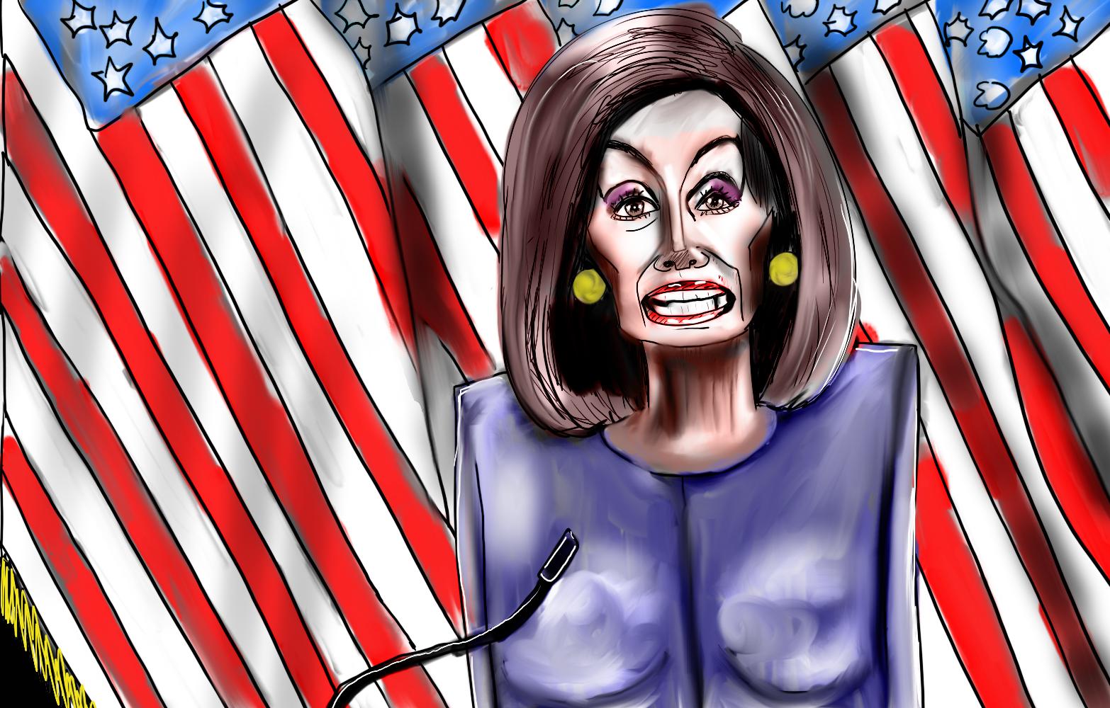 Nancy Pelosi impeachment hearing political cartoon for Donald Trump post thumbnail image