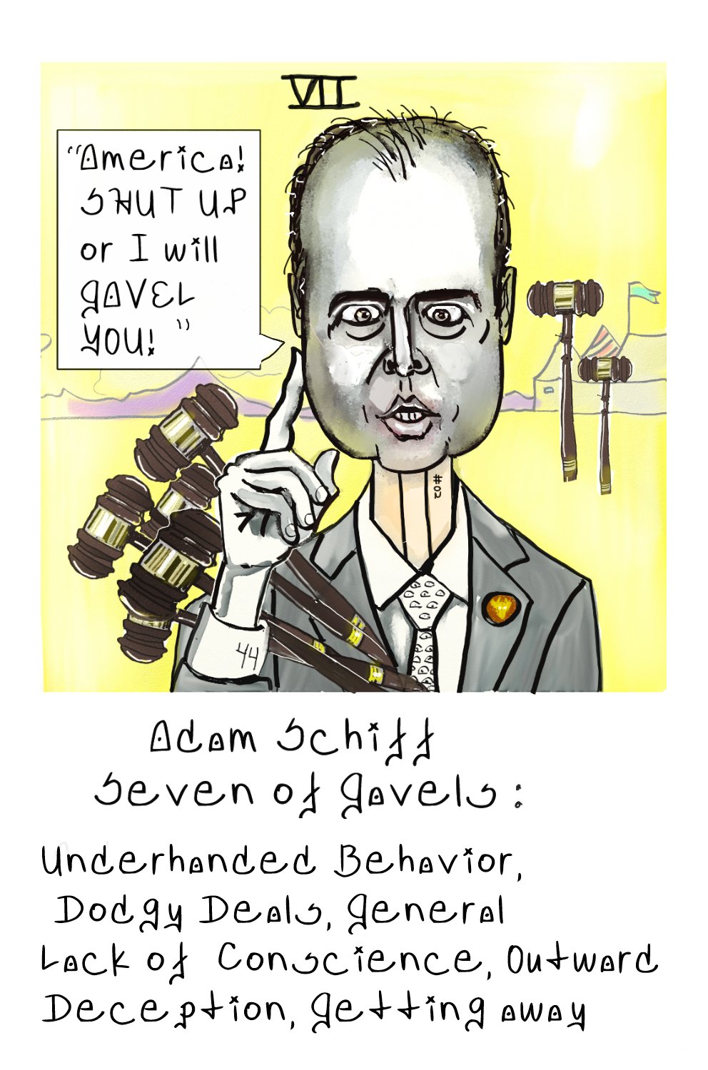 Roger Stone trial Adam Schiff Tarot Card political cartoons for President 🦁Donald Trump post thumbnail image