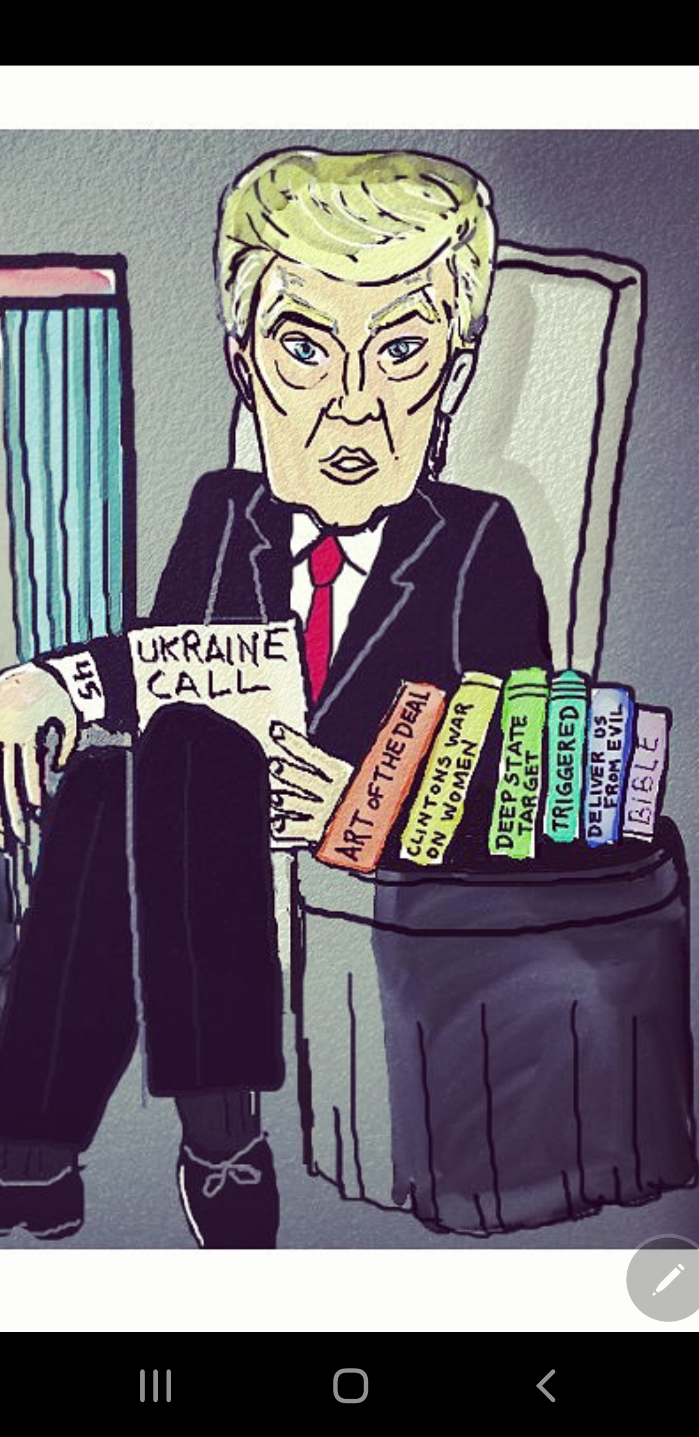 Donald Trump fireside chat political cartoon Ukraine president Zelensky post thumbnail image