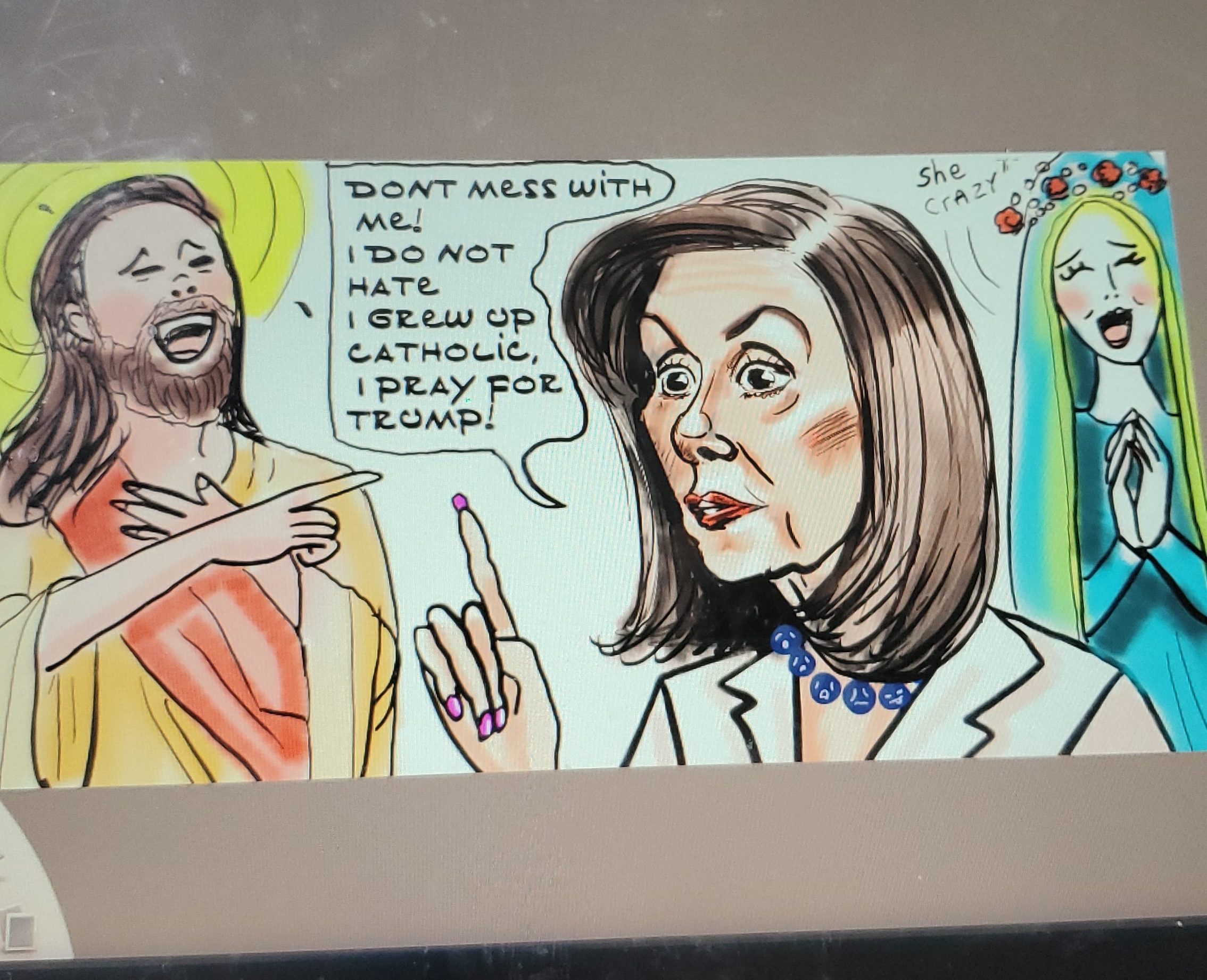 Nancy Pelosi political cartoon #donaldtrump catholic post thumbnail image