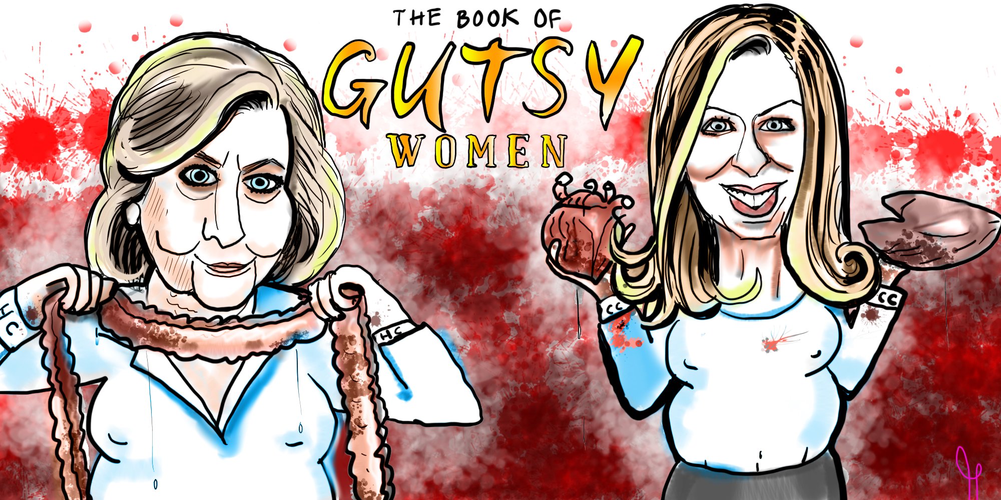 Hillary Rodham Clinton and Chelsea Clinton new book Gutsy women book review political cartoon post thumbnail image