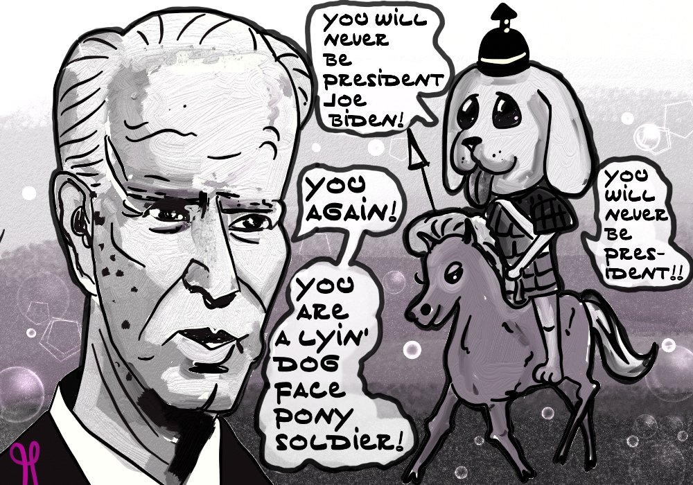 Joe Biden political cartoon Lying Dog Face Pony Soldier post thumbnail image