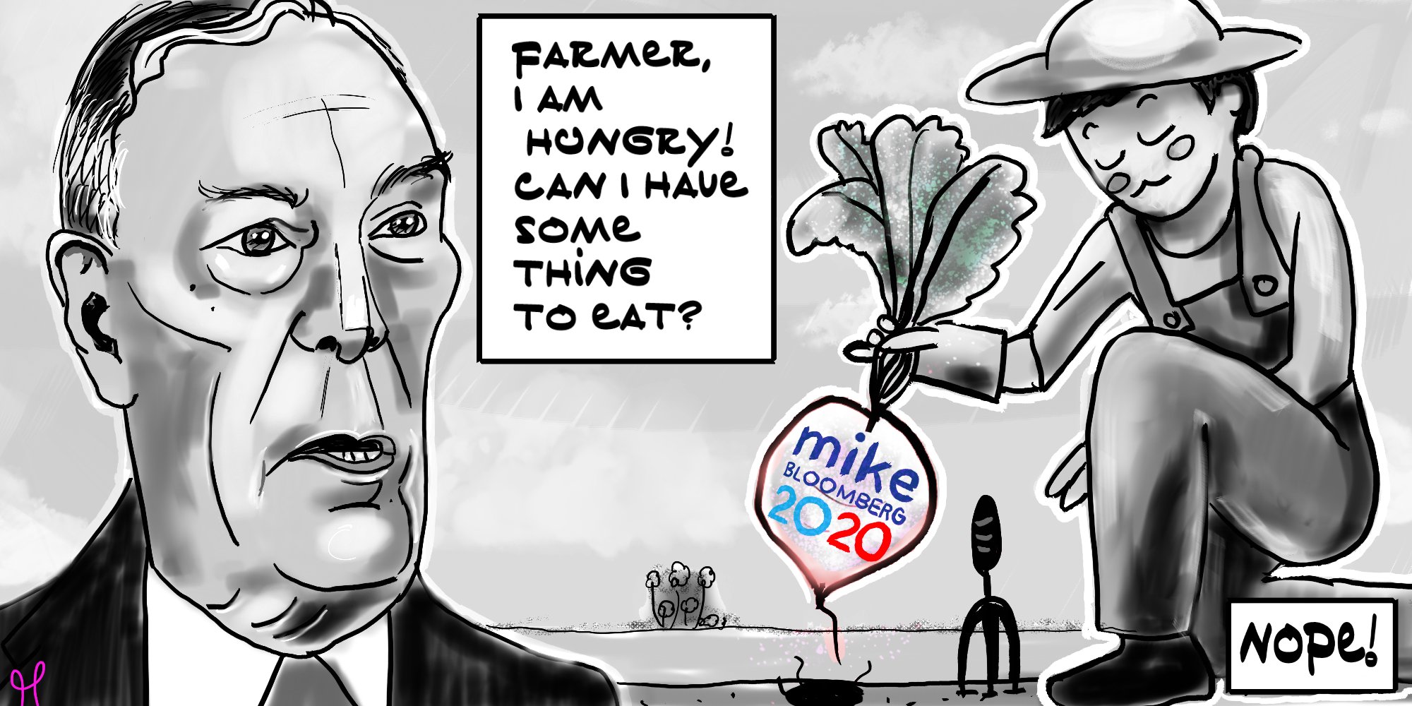 Michael Bloomberg 2020 political cartoon Farmer Mike post thumbnail image