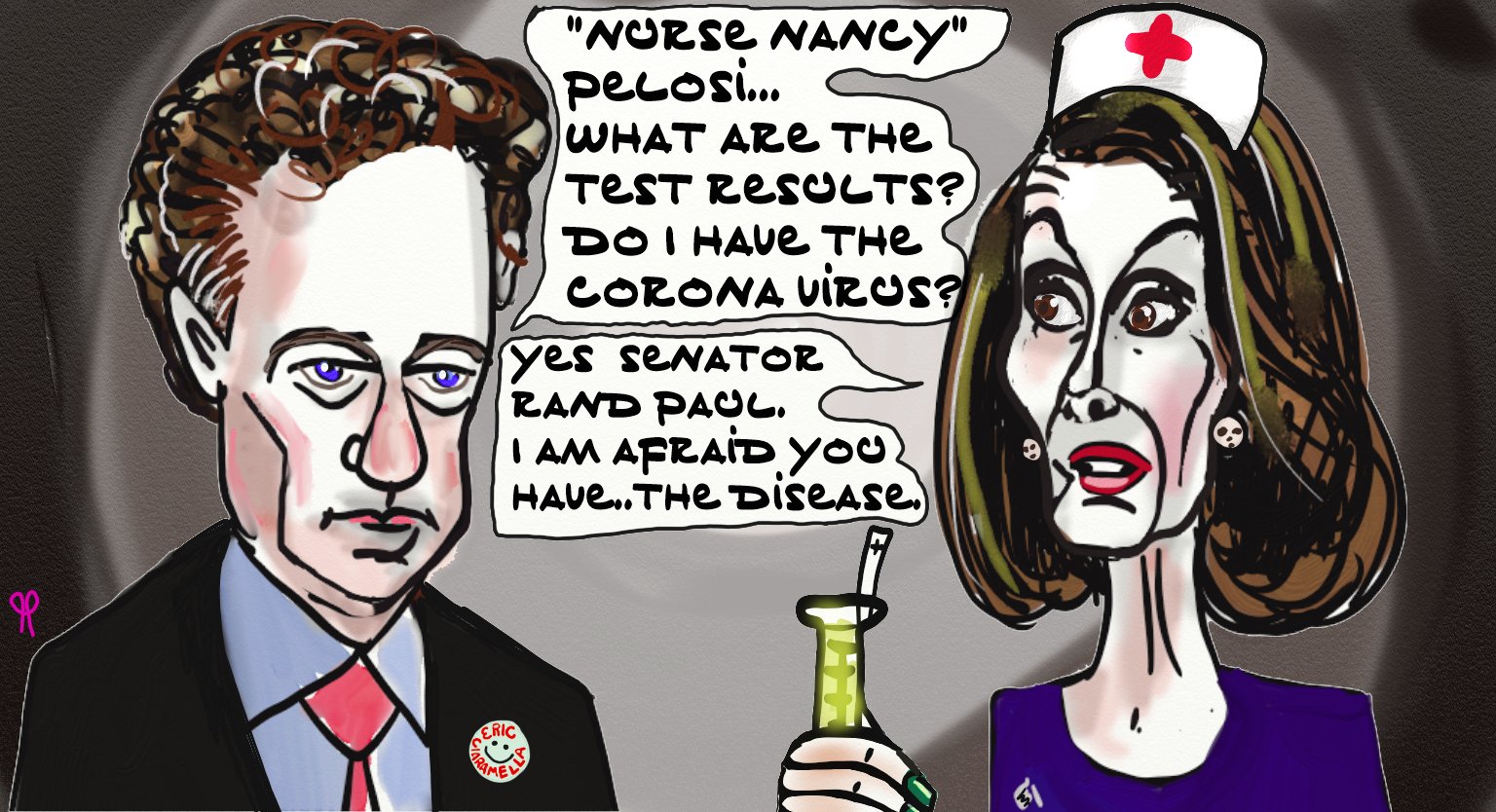 Rand Paul corona virus political cartoon Nancy Pelosi post thumbnail image