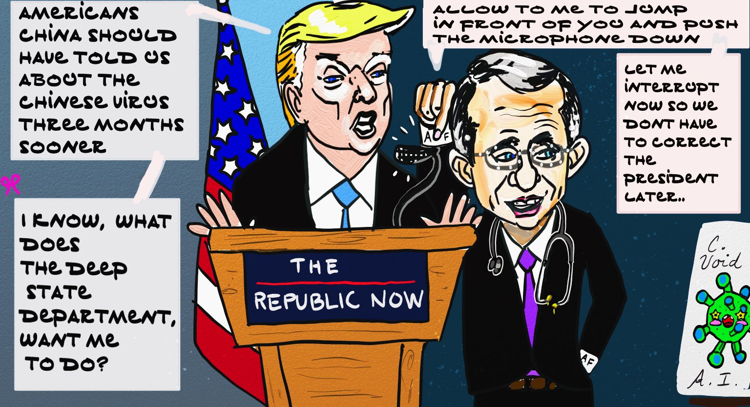President Donald Trump Anthony Fauci political cartoon corona virus post thumbnail image
