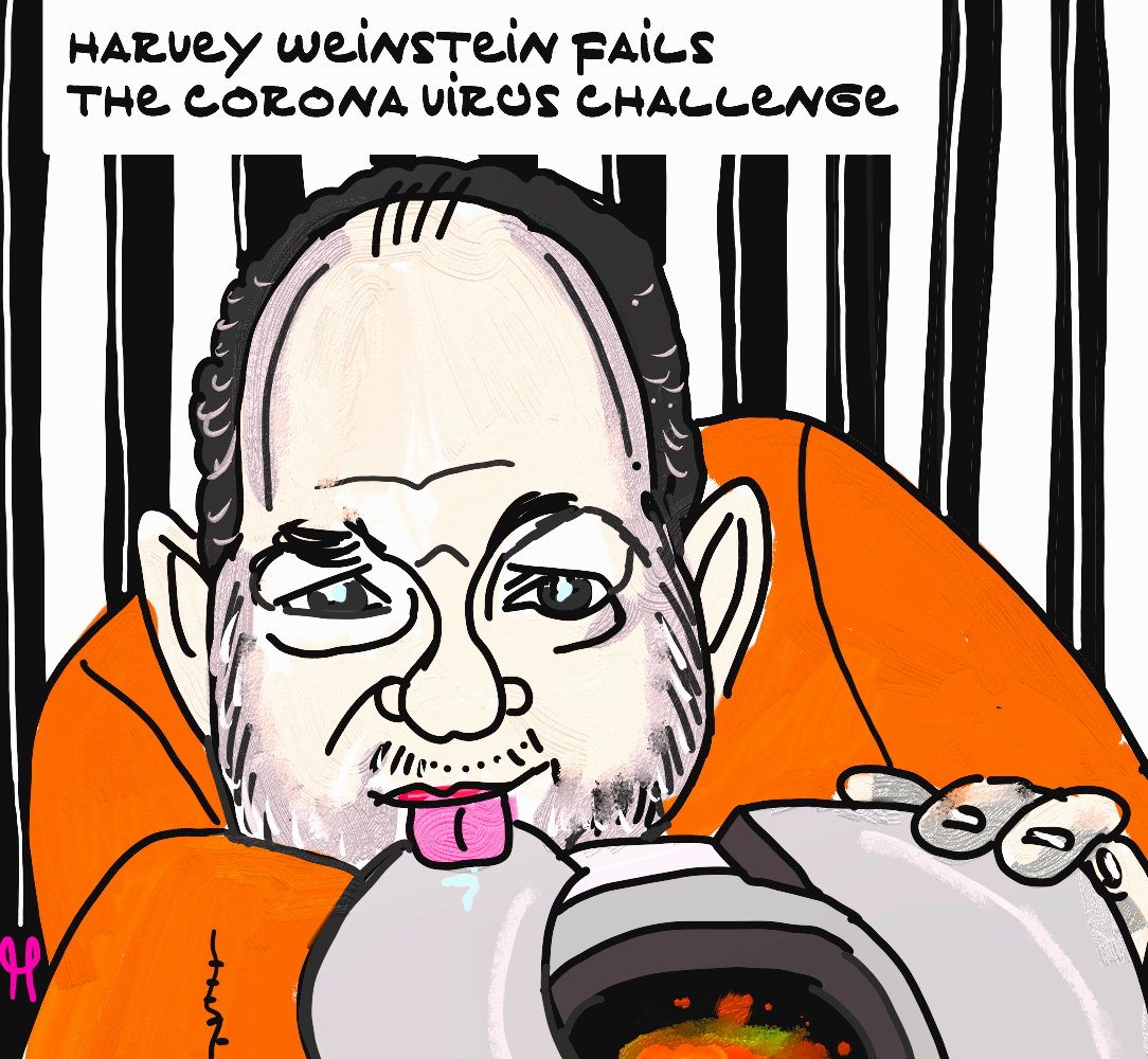 Harvey Weinstein corona virus challenge political cartoon toilet post thumbnail image