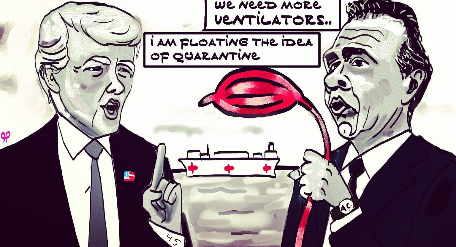 President Donald Trump Andrew Cuomo coronavirus political cartoons post thumbnail image