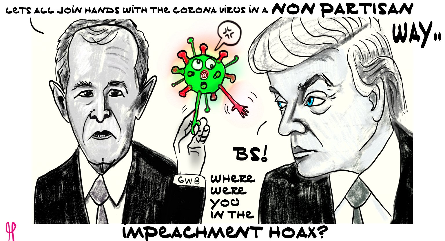 President Donald Trump political cartoon George w. Bush coronavirus Covid-19 #georgewbush #coronavirus #covid19 #politicalcartoon #donaldtrump post thumbnail image