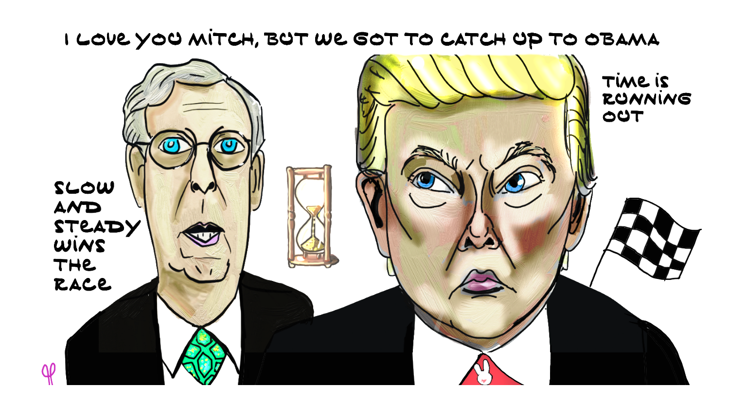 Mitch McConnell Obamagate political cartoon for President Donald Trump #politicalcartoon #donaldtrump #caricature #trump #mitchmcconnell post thumbnail image