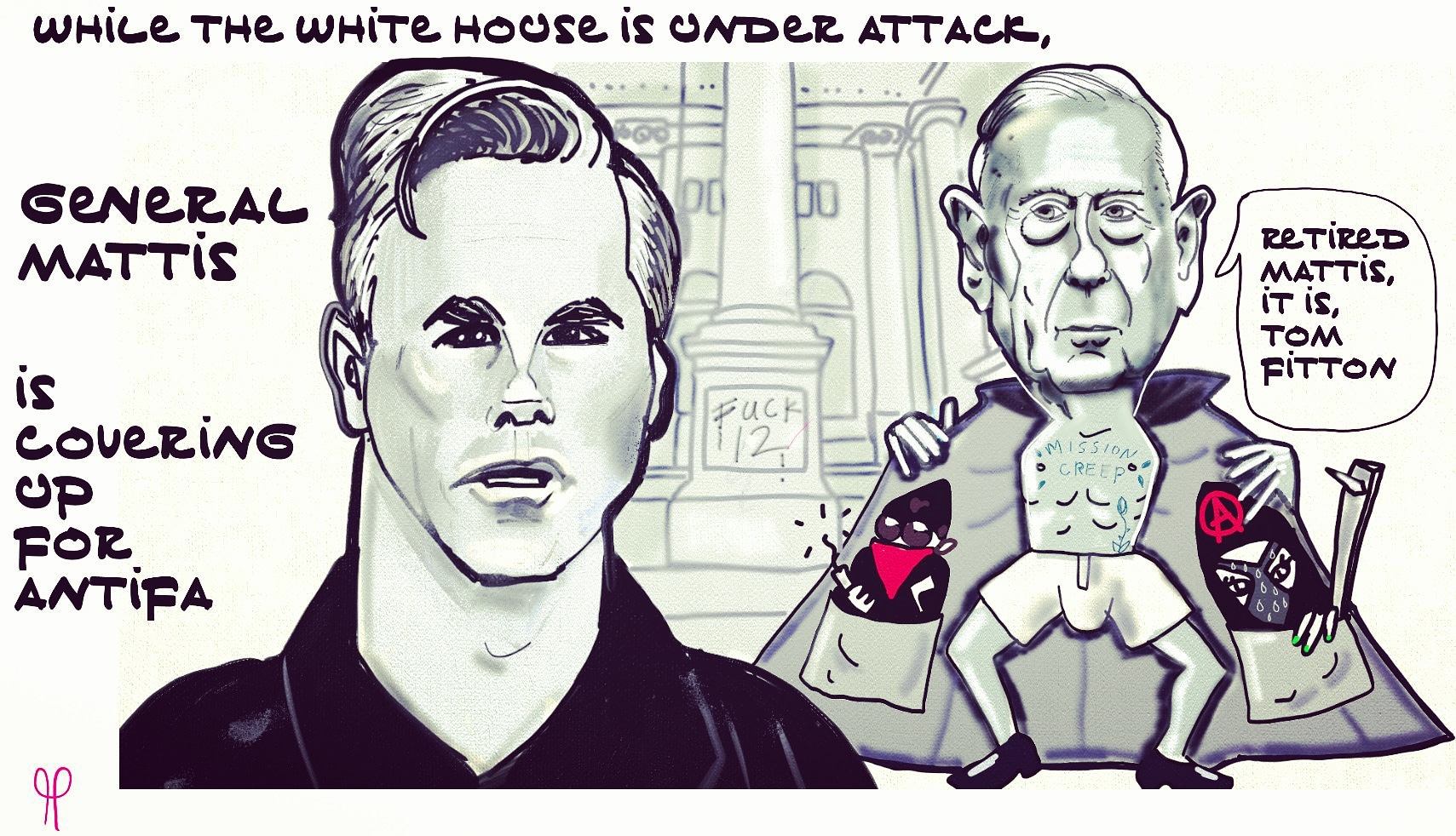 Tom fitton Judicial Watch General James Mattis political cartoon White House antifa 🏛🏛🏛 for President Donald Trump post thumbnail image