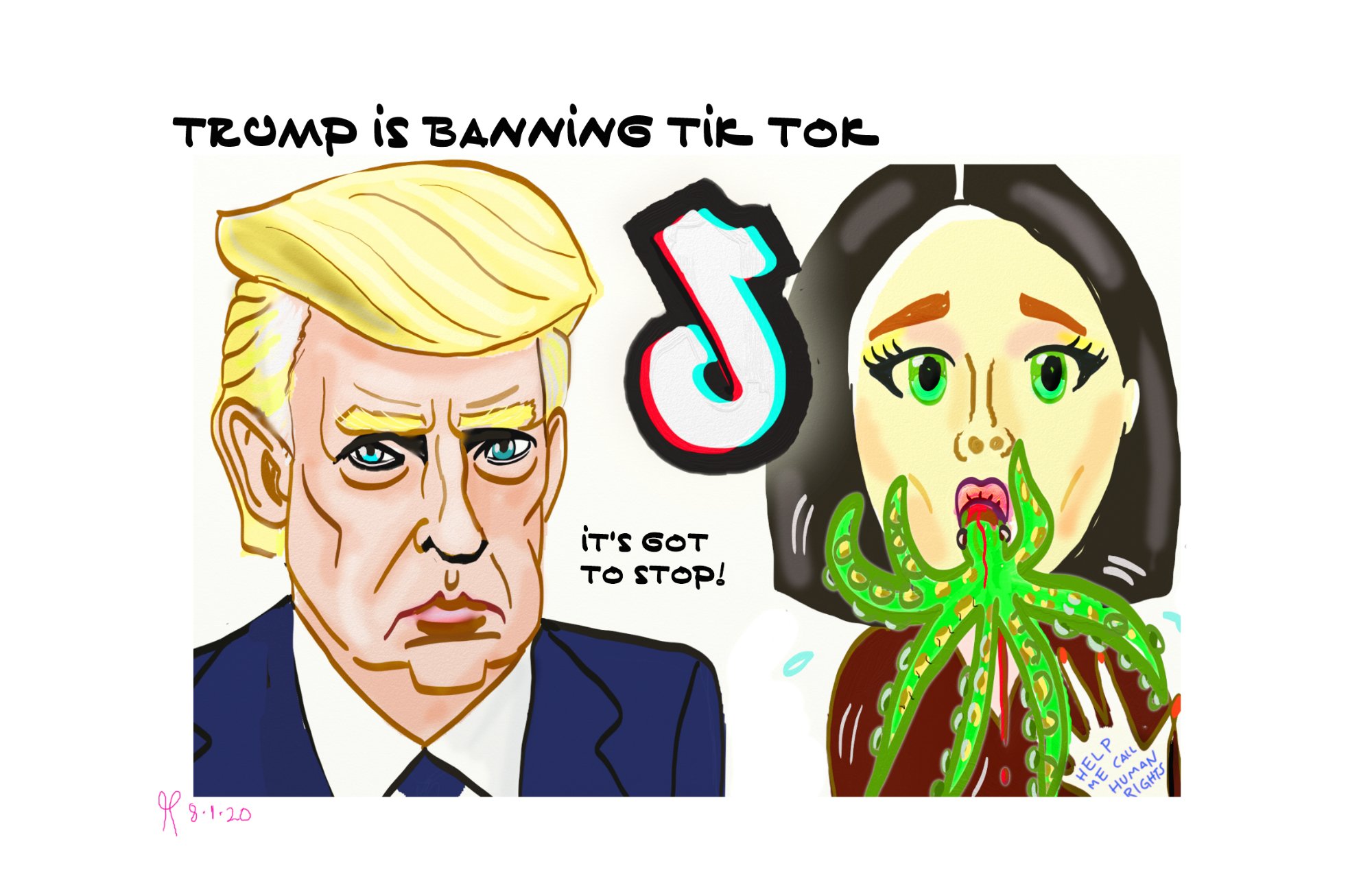 President Donald Trump Tik Tok ban ASMR political cartoon China eating live animals #tiktok #liveanimals #asmr #tiktokban #politicalcartoon #octopus #china #donaldtrump tiktok China post thumbnail image