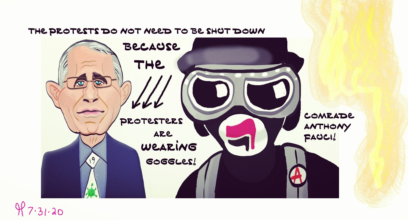 Anthony Fauchi antifa protesters masks goggles House GOP Congress Coronavirus covid-19 political cartoon post thumbnail image
