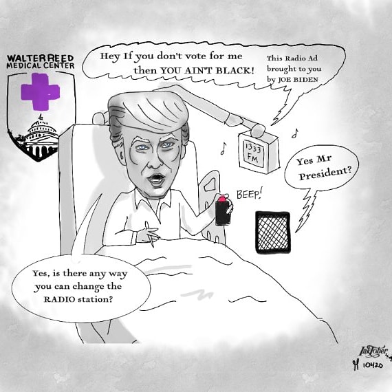 President Donald Trump Walter Reed political cartoon inktober day 4 four radio 2020 Joe Biden post thumbnail image