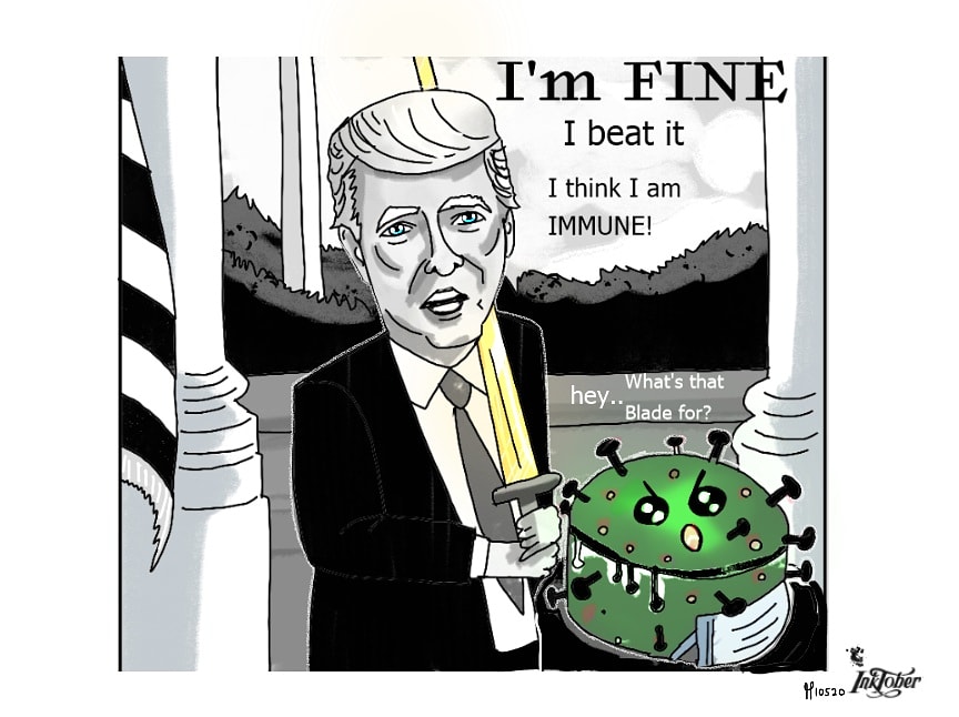 Inktober day 5 6 2020 political cartoons Chuck Schumer Nancy Pelosi rodent President Donald Trump coronavirus blade #inktober #inktober2020 post thumbnail image
