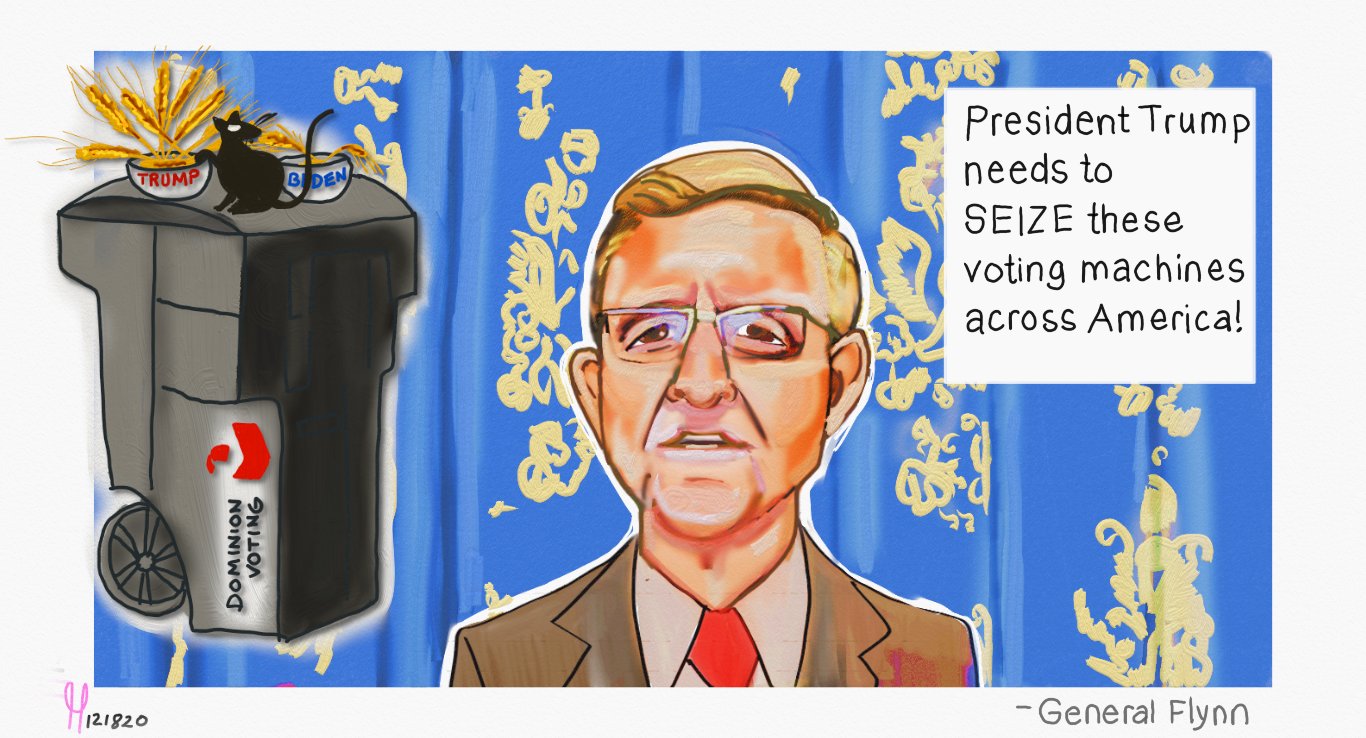 General Flynn political cartoon Dominion voting machines election fraud post thumbnail image